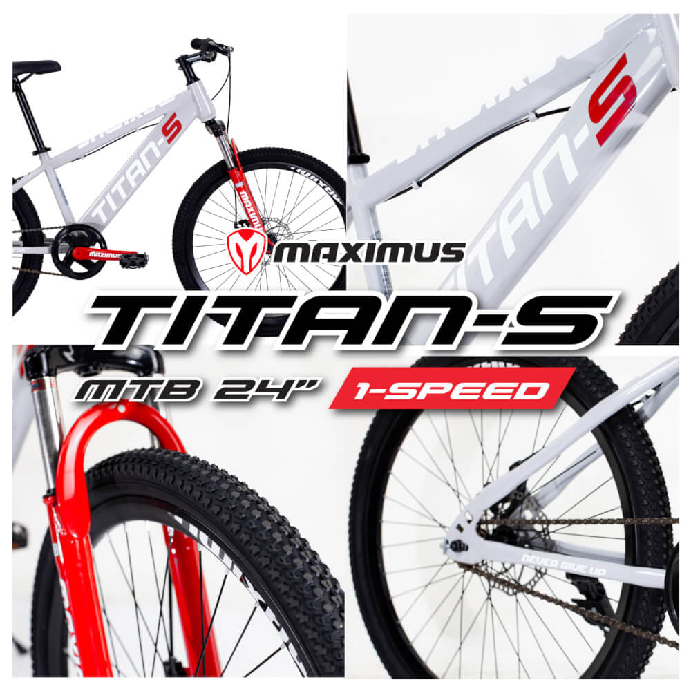 จักรยานเด็กโต MAXIMUS รุ่น TITAN-S สีแดง ล้อ 24 นิ้ว